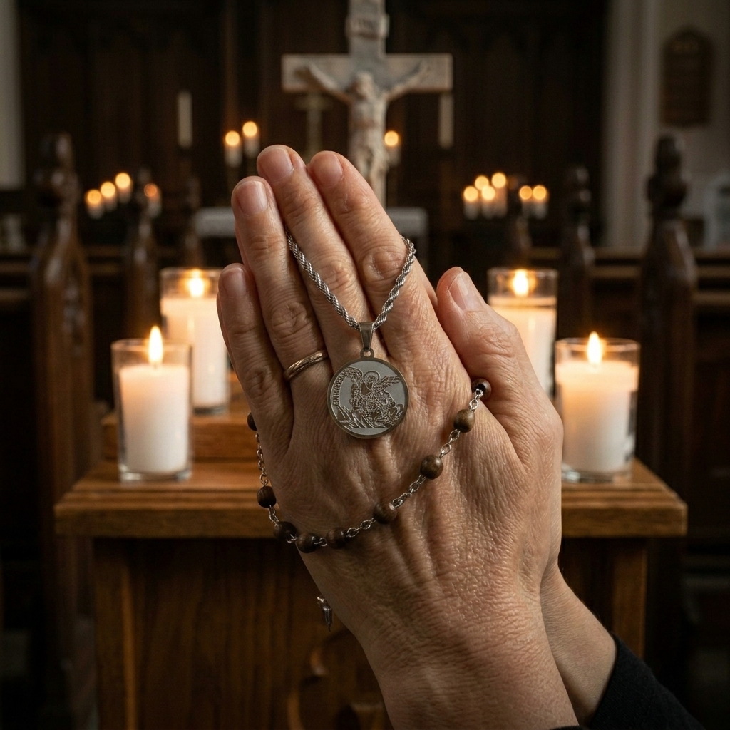 Conjunto San Miguel Arcángel – Dije, Cadena y Pulsera en Acero Inoxidable | Protección Espiritual - Image 2