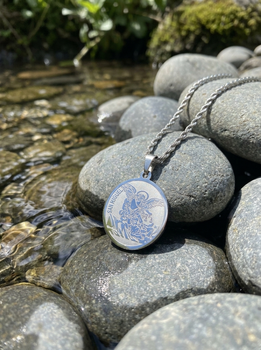 Conjunto San Miguel Arcángel – Dije, Cadena y Pulsera en Acero Inoxidable | Protección Espiritual - Image 4
