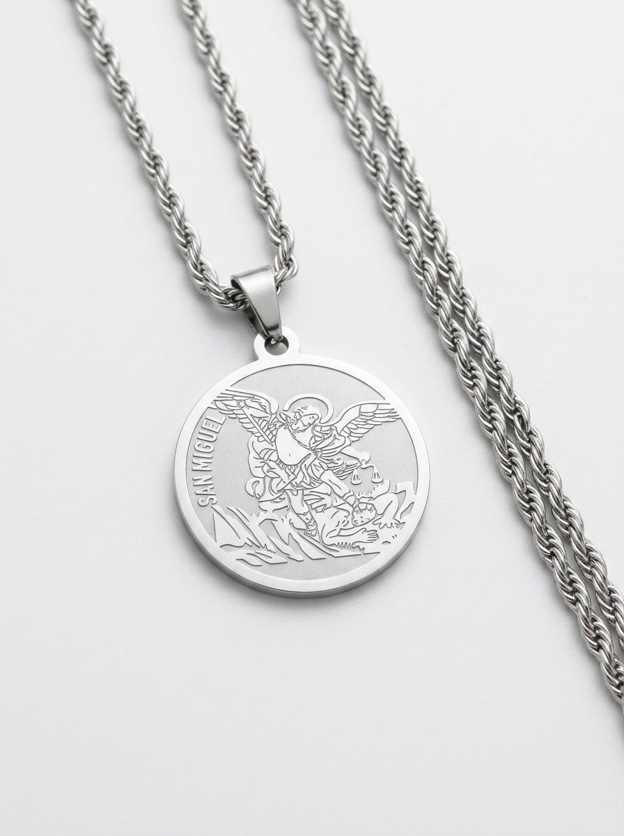 Conjunto San Miguel Arcángel – Dije, Cadena y Pulsera en Acero Inoxidable | Protección Espiritual - Image 7