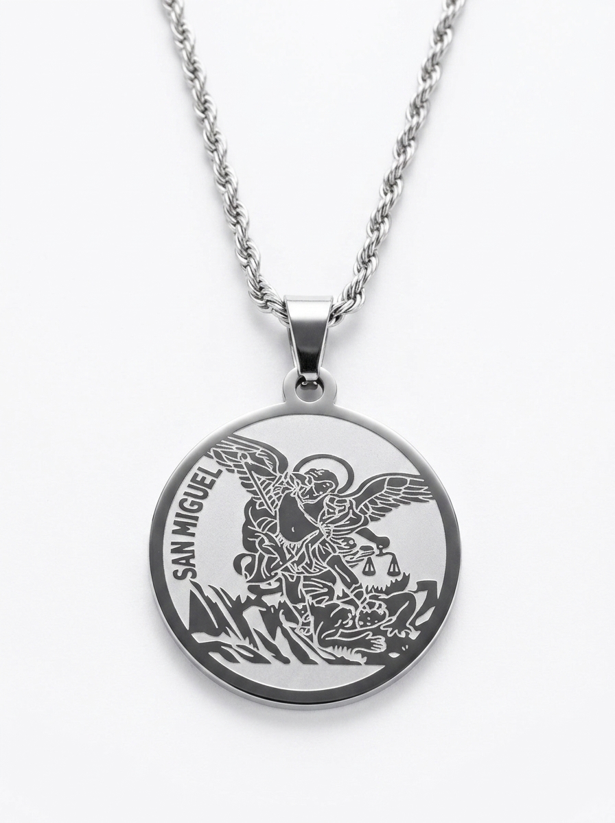 Conjunto San Miguel Arcángel – Dije, Cadena y Pulsera en Acero Inoxidable | Protección Espiritual - Image 8