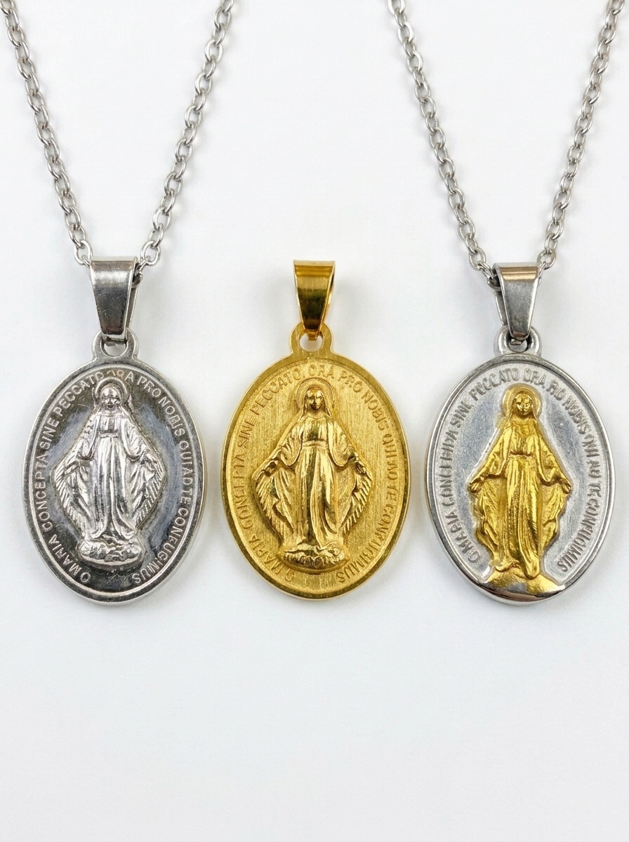 Collar Medalla Milagrosa – Acero Inoxidable | Réplica Fiel de la Medalla de París 1832